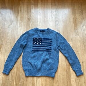 Polo Ralph Lauren Blue Crewneck Sweater with Flag